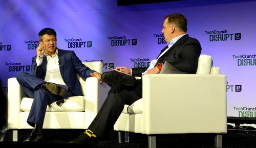 Uber CEO Travis Kalanick speaking at TechCrunch Disrupt Sept. 8, 2014.