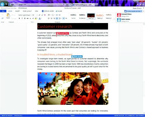 Microsoft has added real-time co-editing to Office Web Apps, including Word