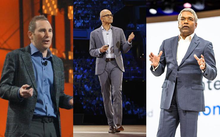 Andy Jassy (CEO - AWS); Satya Nadella (CEO - Microsoft) and Thomas Kurian (CEO - Google Cloud)
