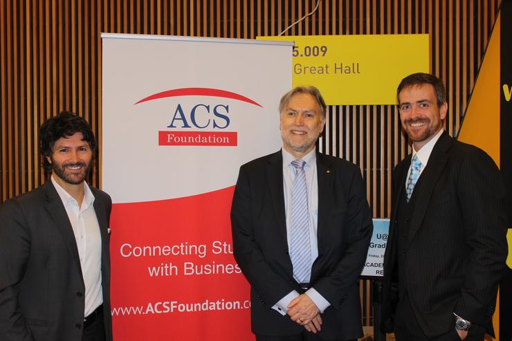 L to R: Victor Dominello MP, John Ridge ACSF and Vice Chancellor UTS – Prof Attila Brungs.