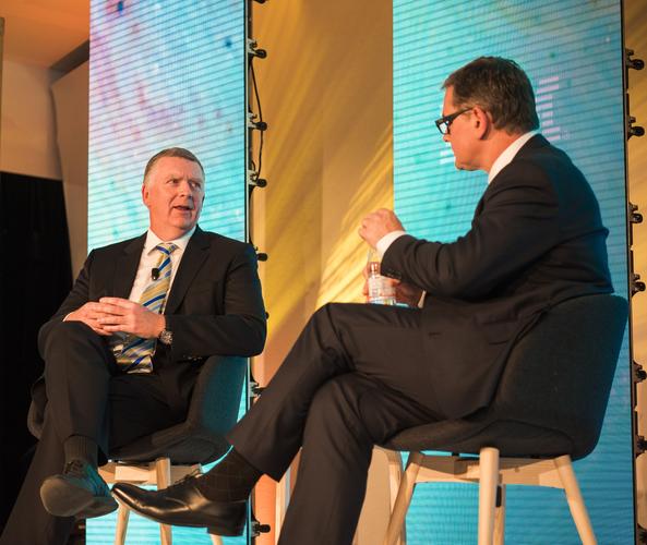Westpac CIO Dave Curran (left) with IBM managing director ANZ Kerry Purcell