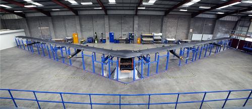 Facebook's Aquila, pictured July 30, 2015, is an unmanned aircraft designed to beam Internet access to people in underserved parts of the world. It has a wingspan of 140 feet.