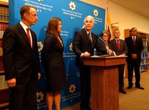 San Francisco District Attorney George Gascon, pictured Dec. 9, 2014, announcing a consumer protection lawsuit against Uber. 