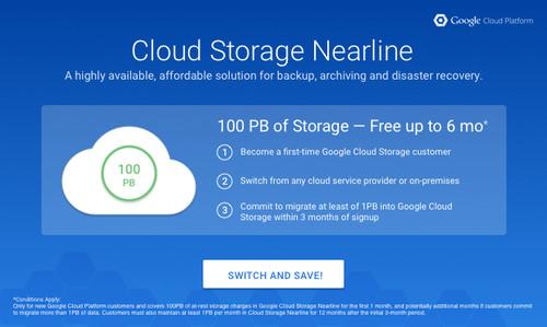 Google's "switch and save" program for Cloud Storage Nearline.