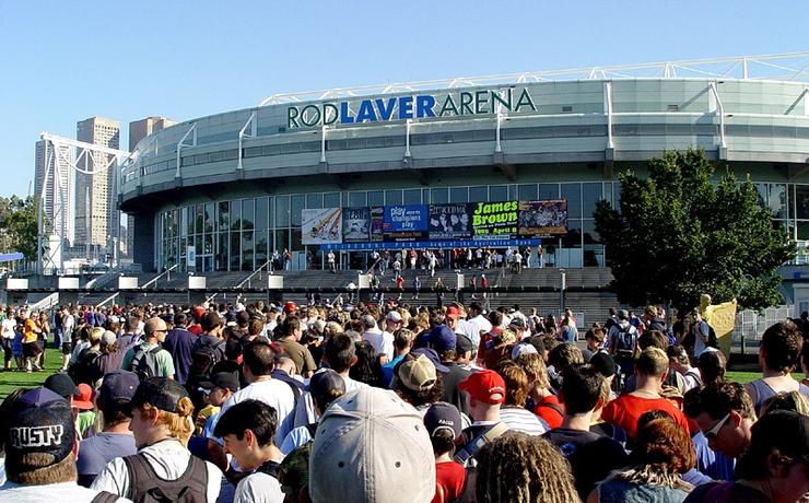 The Australian Open crowd around Rod Laver Arena - showtime for Tennis Australia IT