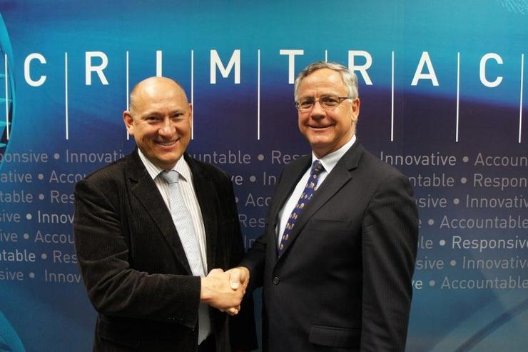 TransACT CEO Ivan Slavich (left) and CrimTrac CEO Doug Smith. Credit: iiNet