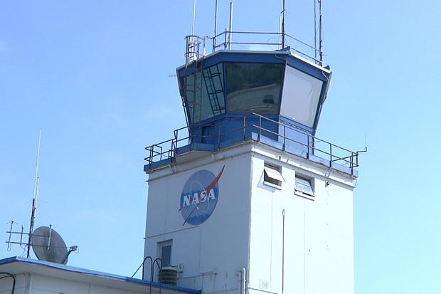 The air traffic control tower at Moffett Field, California, on July 30, 2015.