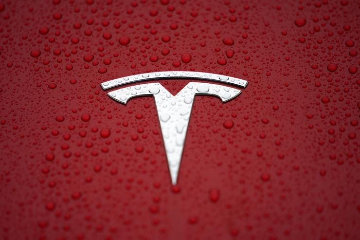 A Tesla logo is seen at a groundbreaking ceremony of Tesla Shanghai Gigafactory in Shanghai, China (REUTERS/Aly Song)