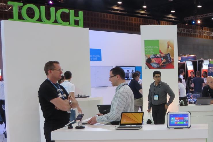 Microsoft has a large number of tablets and other touch-enabled Windows 8 devices on display at TechEd. Credit: Adam Bender