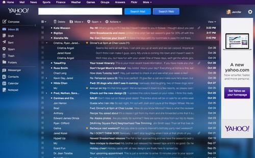 Yahoo's new Mail, as pictured on Oct. 18, 2013.