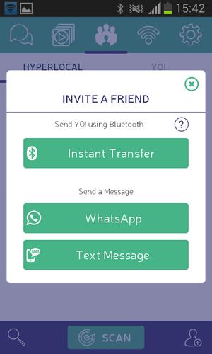 Need to communicate offline with a friend, but only one of you has YO! installed? Don't worry, you can share it over Bluetooth, no to download it from the Play Store.