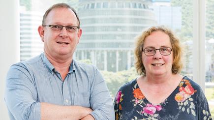 Dr Janet Toland (right), head of the school of information management, and Dr Allan Sylvester (left), deputy head the school of information management at Victoria University of Wellington