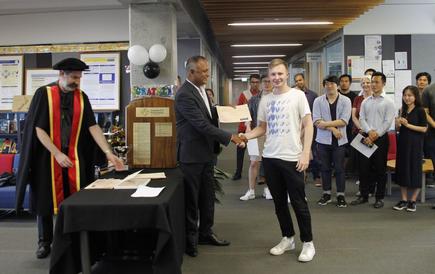 Working with millennials: “If well structured, graduate programmes can provide an excellent seeding pool for career progression and succession planning,” says Abinesh Krishan, seen here with Flynn van Os, a recipient of the annual Potentia undergraduate scholarship with the School of Computer Science at the University of Auckland