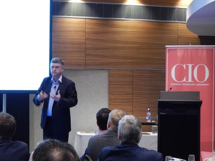 Chris Buxton of Statistics NZ at the CIO100 event in Wellington.