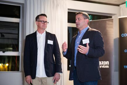 John Taylor and Tim Dacombe-Bird, managing director New Zealand, Amazon Web Services at the launch of Consegna.