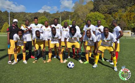 Francis Kaitano (right) with the team from Zimbabwe at the the Upper Hutt Ethnic Football Tournament