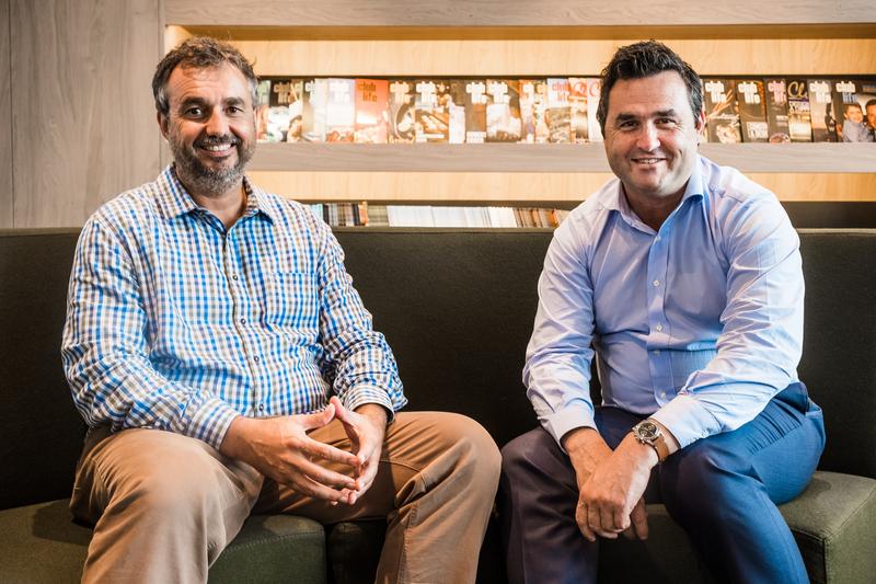 Slingshot co-founder Craig Lambert and CEO of ClubsNSW Anthony Ball