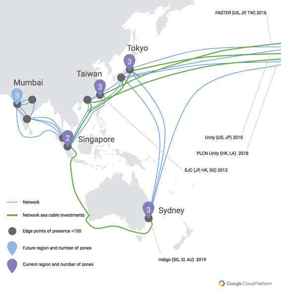 Google regions across Asia-Pacific
